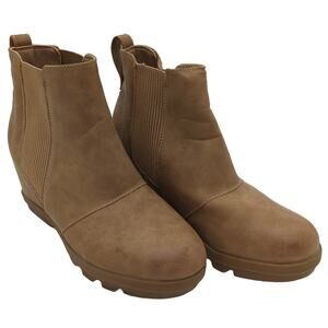 Athlefit Size 8 Tan Women's Ankle Wedge Boots